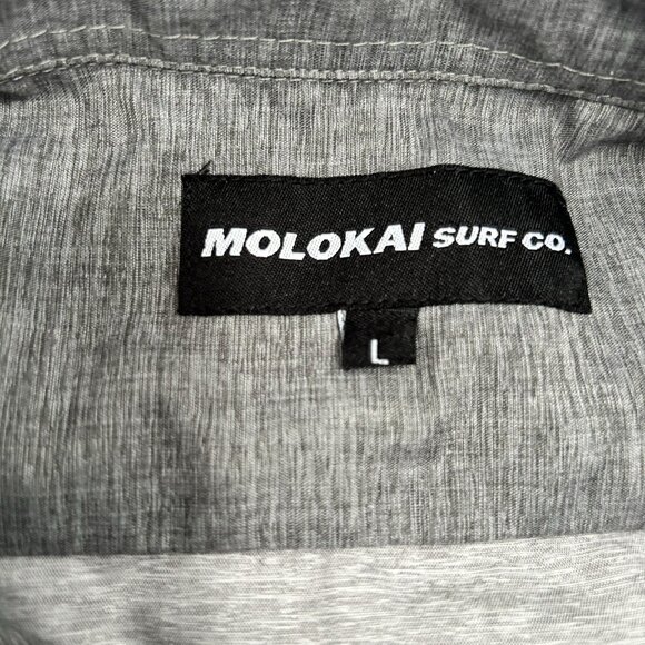 Molokai Surf Co Gray Short Sleeve Button Down Shirt Mens Size Large Surfing - Picture 7 of 10